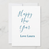 Happy new year add name love blue simple minimal h kaart (Voorkant)