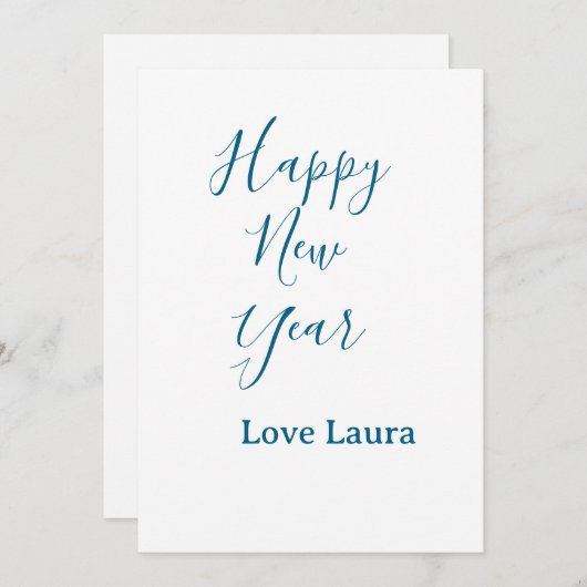 Happy new year add name love blue simple minimal h kaart (Voorkant / Achterkant)