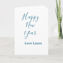 Happy new year add name love blue simple minimal h kaart