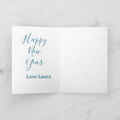 Happy new year add name love blue simple minimal h kaart (Binnen)