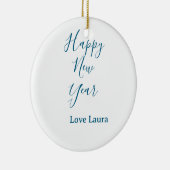 Happy new year add name love blue simple minimal h keramisch ornament (Rechts)