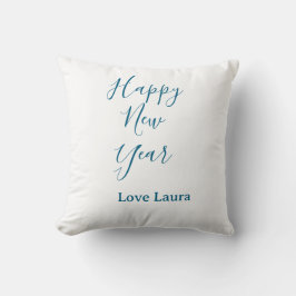 Happy new year add name love blue simple minimal h kussen