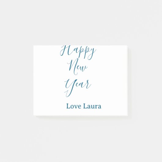 Happy new year add name love blue simple minimal h post-it® notes (Voorkant)