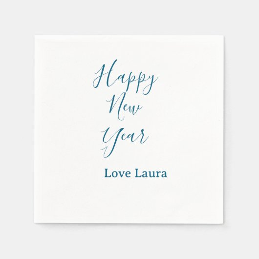 Happy new year add name love blue simple minimal h servet (Voorkant)