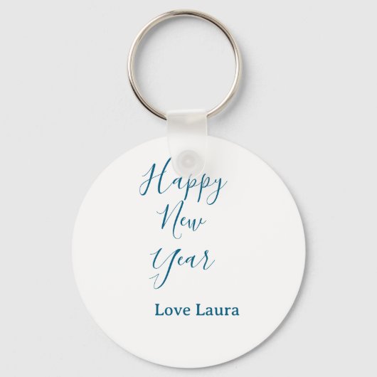 Happy new year add name love blue simple minimal h sleutelhanger (Voorkant)