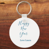 Happy new year add name love blue simple minimal h sleutelhanger (Achterkant)