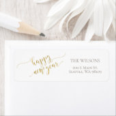 Happy New Year Adresetiketten - White & Gold Etiket (Insitu)