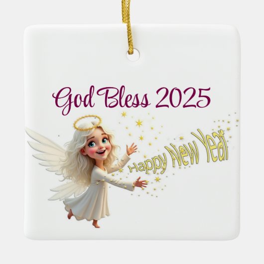 Happy New Year Angel Ornament (Voorkant)