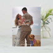 Happy New Year Army Homecoming Foto Feestdagenkaart (Staand voorkant)