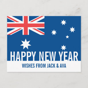 Happy New Year Australië Australische vlag Aangepa Briefkaart