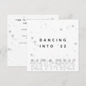 Happy New Year B&W Handgetekende Dansende Queen Kaart (Voorkant / Achterkant)