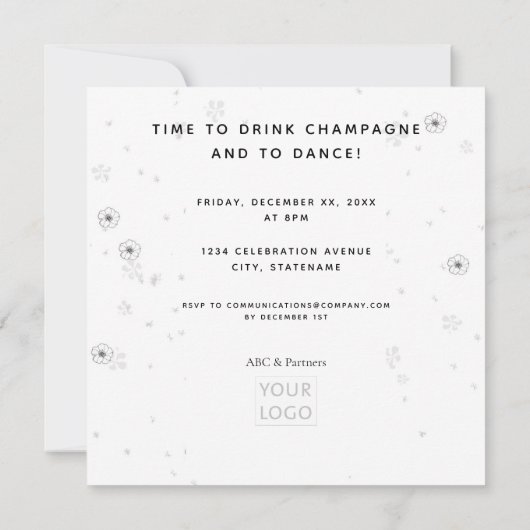 Happy New Year B&W Handgetekende Dansende Queen Kaart (Achterkant)