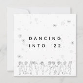 Happy New Year B&W Handgetekende Dansende Queen Kaart (Voorkant)