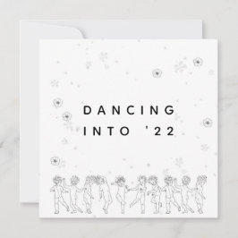 Happy New Year B&W Handgetekende Dansende Queen Kaart