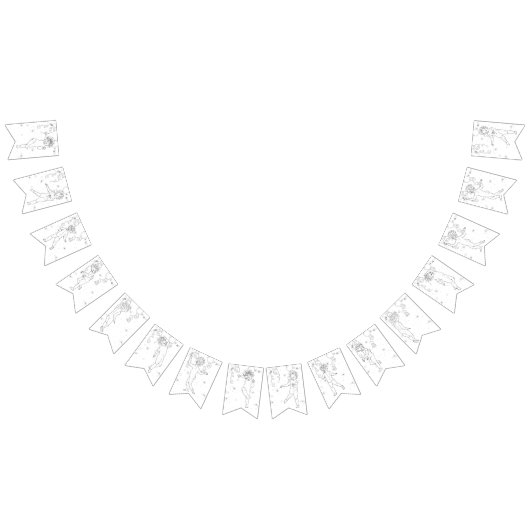 Happy New Year B&W Handgetekende Dansende Queen Vlaggetjes (Alle)