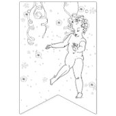 Happy New Year B&W Handgetekende Dansende Queen Vlaggetjes (Tweede vlag)