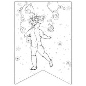 Happy New Year B&W Handgetekende Dansende Queen Vlaggetjes (Derde vlag)