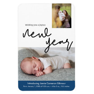 Happy New Year Baby Birth Notice Magneet