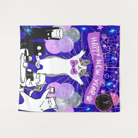 Happy New Year Backdrop For Kids Party Wandkleed (Voorkant (horizontaal))