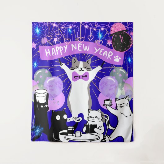 Happy New Year Backdrop For Kids Party Wandkleed (Voorkant)