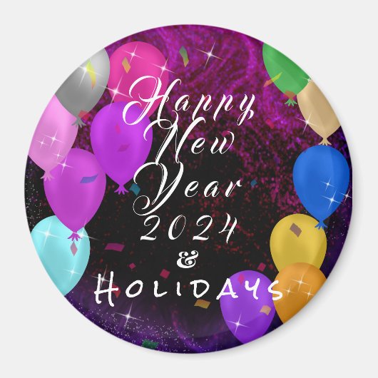 Happy New Year-ballon Magneet (Voorkant)
