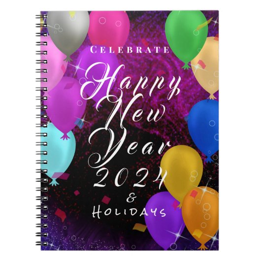 Happy New Year-ballon Notitieboek (Voorkant)