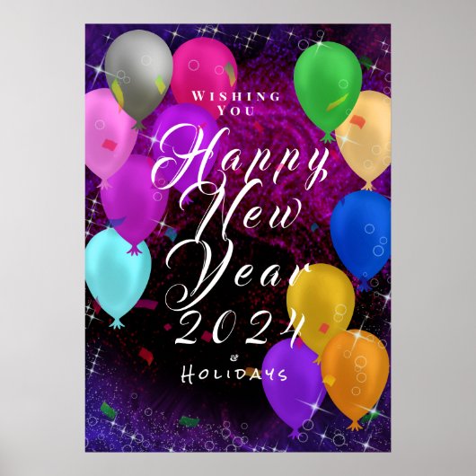 Happy New Year-ballon Poster (Voorkant)