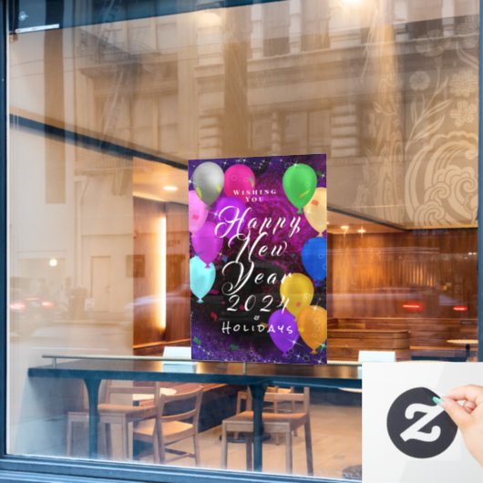 Happy New Year-ballon Raamsticker (Cafe Raam)