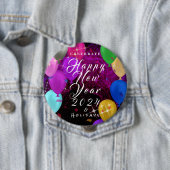 Happy New Year-ballon Ronde Button 4,0 Cm (In situ)