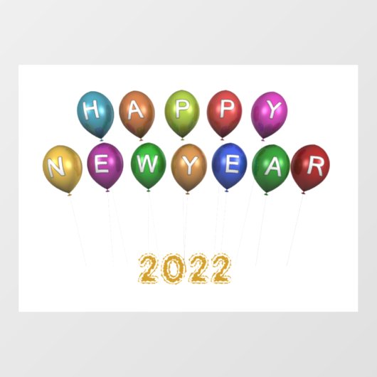 Happy New Year-ballonnen Raamsticker (Vel)