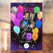 Happy New Year Balloon Photo Shop Banner Raamsticker (Vel 2)
