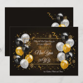 Happy New Year Balloons Wenskaart Feestdagenkaart (Voorkant / Achterkant)