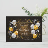 Happy New Year Balloons Wenskaart Feestdagenkaart (Staand voorkant)