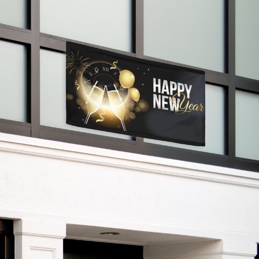Happy New Year Banner (Buitenkant Gebouw)