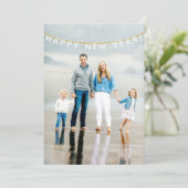 Happy New Year Banner Foto Flat Holiday Kaart (Staand voorkant)