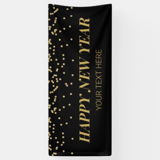 Happy New Year banner gold and black (Verticaal)