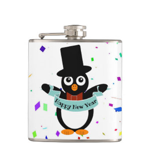 Happy New Year Banner Vinyl Wrapped Flask Heupfles