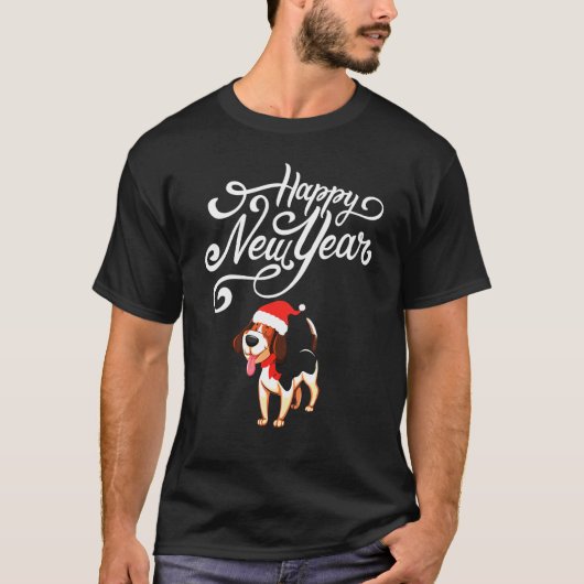 Happy New Year Beagle T-shirt (Voorkant)