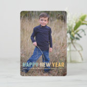 Happy New Year Big Bold & Retro Fotogroet Feestdagenkaart (Staand voorkant)