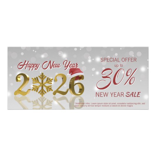 Happy New Year Big Gold 2026 | Logo Discount Card Reclamekaart (Voorkant)