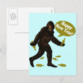 Happy New Year Bigfoot Feestdagenkaart (Voorkant / Achterkant)