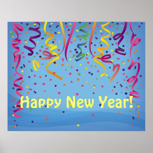 Happy New Year & Birthday Confetti Banner Poster (Voorkant)