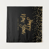 Happy New Year black and gold Backdrop banner Wandkleed (Voorkant (horizontaal))