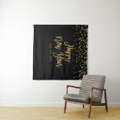 Happy New Year black and gold Backdrop banner Wandkleed (In Situ (horizontaal))