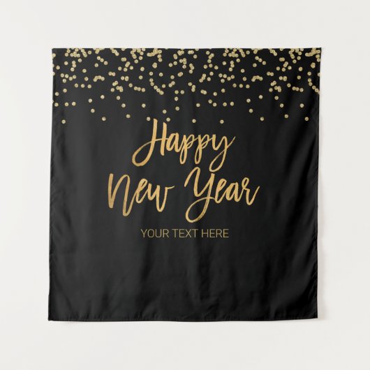 Happy New Year black and gold Backdrop banner Wandkleed (Voorkant)