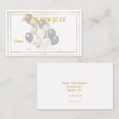 Happy New Year Black and Gold Balloons Gift Card Visitekaartje (Voorkant / Achterkant)