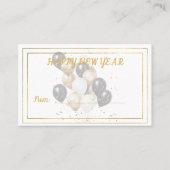 Happy New Year Black and Gold Balloons Gift Card Visitekaartje (Voorkant)