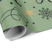 Happy New Year Black and Gold Snowflake  Cadeaupapier (Rol Hoek)