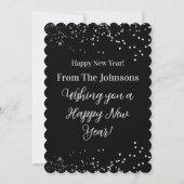 Happy New Year Black and Silver Sparkle New Year's Feestdagenkaart (Achterkant)