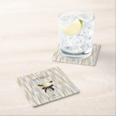 Happy New Year Black Bow Gold Silver Champagne Kartonnen Onderzetters (Insitu)